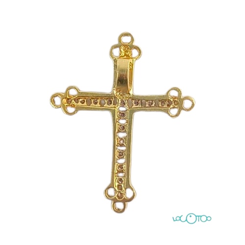 COLGANTE ORO 18K CRUZ CON PIEDRAS LILAS