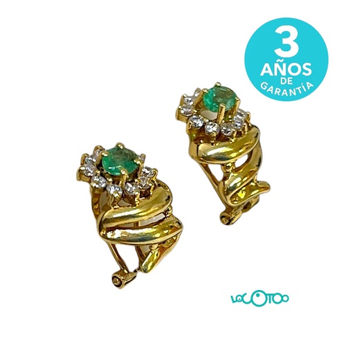 Pendientes Oro 18Kt CON PIEDRA BLANCA Y VER