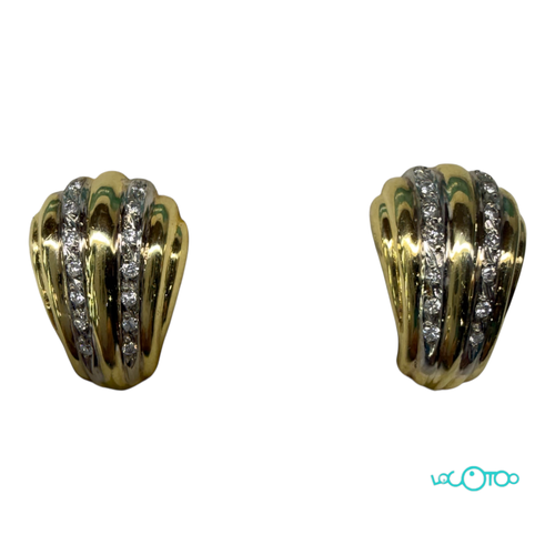 Pendientes Oro 18K amarillo y blanco con di