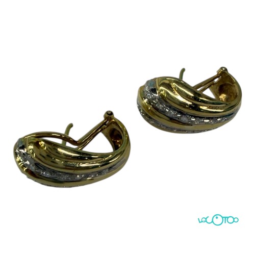 Pendientes Oro 18K amarillo y blanco con di