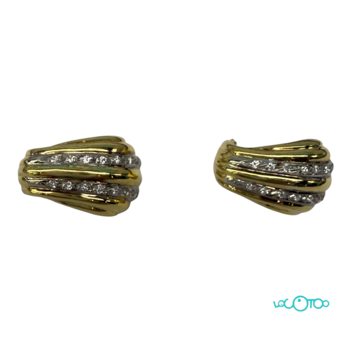Pendientes Oro 18K amarillo y blanco con di