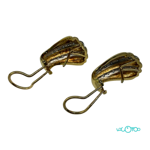 Pendientes Oro 18K amarillo y blanco con di