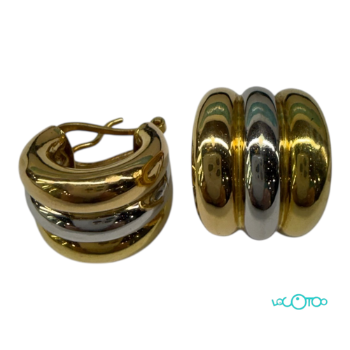 Pendientes Oro  18 k , huecos , de tres col
