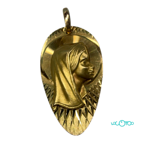 Medalla oro18K con virgen en relieve , huec