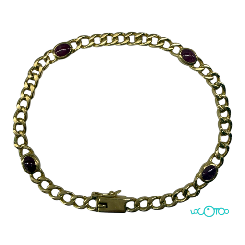 Pulsera Oro 18 k malla barbada maciza con c