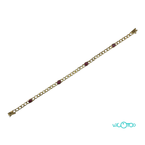 Pulsera Oro 18 k malla barbada maciza con c