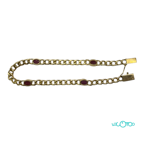 Pulsera Oro 18 k malla barbada maciza con c