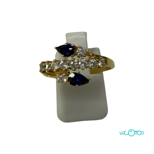 Anillo Oro 18 , de circonitas y 2 zafiros a