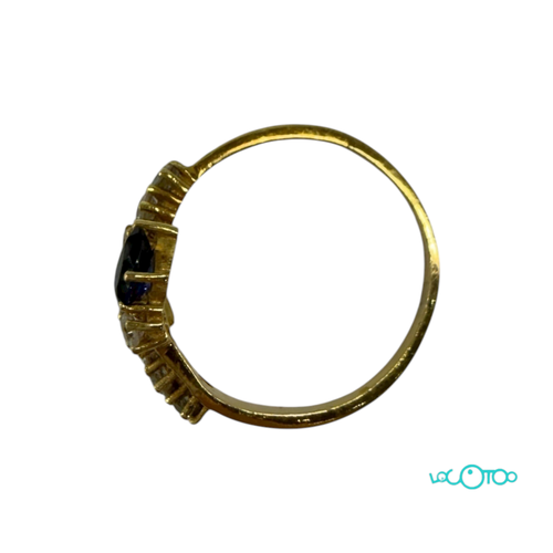 Anillo Oro 18 , de circonitas y 2 zafiros a