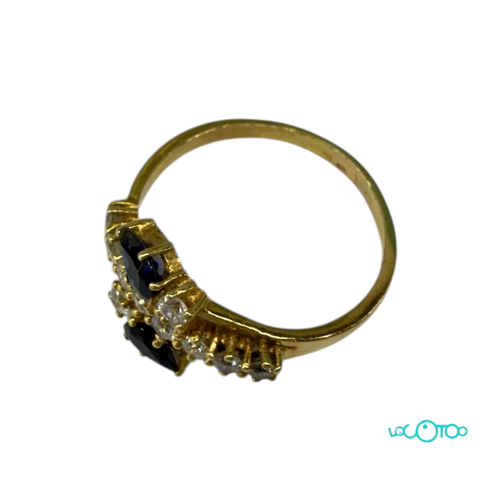 Anillo Oro 18 , de circonitas y 2 zafiros a