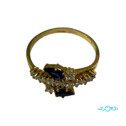 Anillo Oro 18 , de circonitas y 2 zafiros a