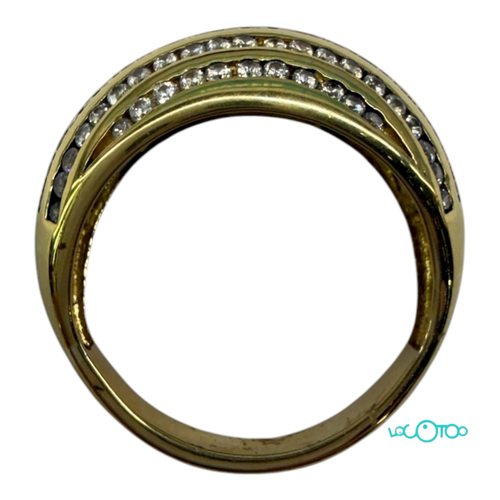 Anillo Oro 18 k ,circonitas en carriles var