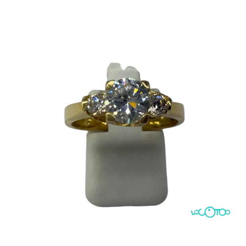 Anillo Oro 18 k con circonitas ,tipo solita