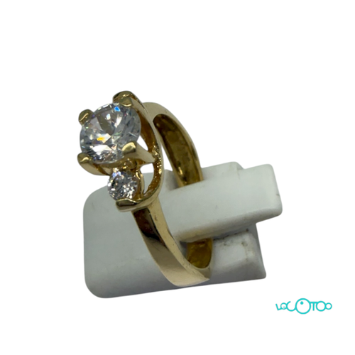 Anillo Oro 18 k con circonitas ,tipo solita