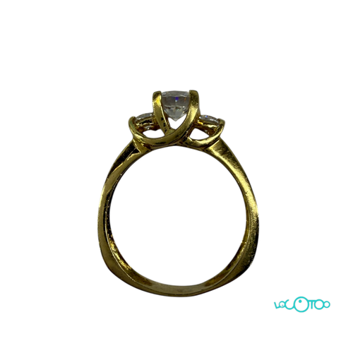 Anillo Oro 18 k con circonitas ,tipo solita