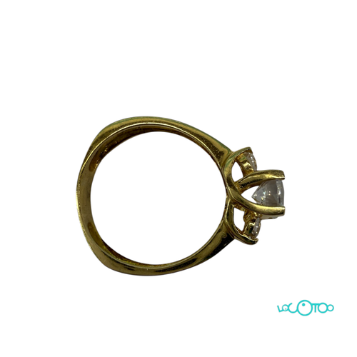 Anillo Oro 18 k con circonitas ,tipo solita