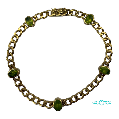 Pulsera Oro 18 k , malla barbada maciza y 5