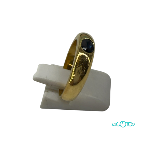 Anillo Oro 18K con zafiro azul oval de 3,8 