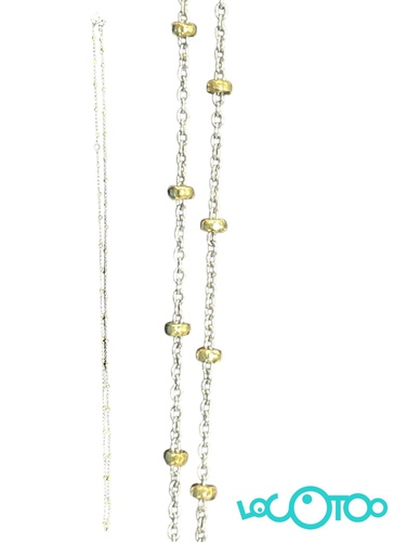 CADENA ORO BLANCO CON BOLAS AMARILLO 18K