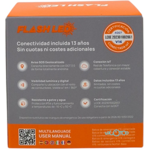 LUZ DE EMERGENCIA FLASH LED V16 CONECTADA