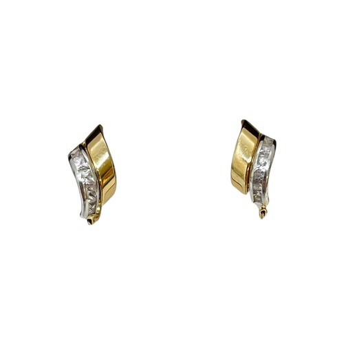 PENDIENTES ORO Y BLANCO 18K CON PIEDRA BLAN
