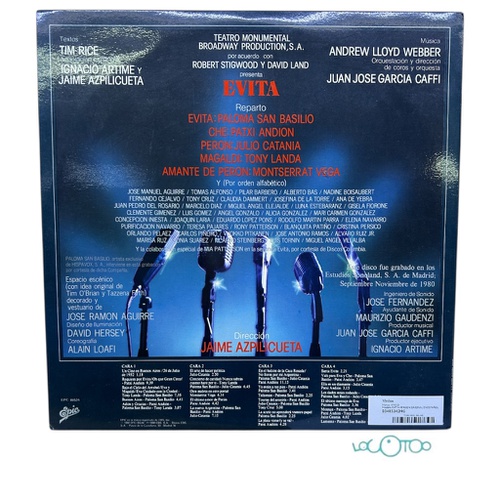  VINILO EVITA VERSION ORIGINAL EN ESPAÑOL