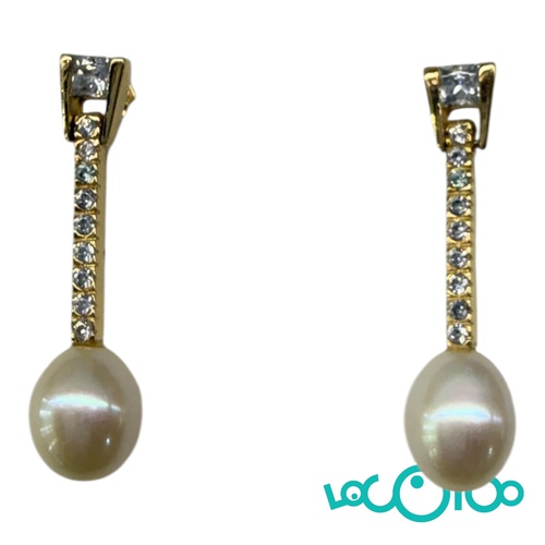 Pendientes largos en oro 18k , circonitas (