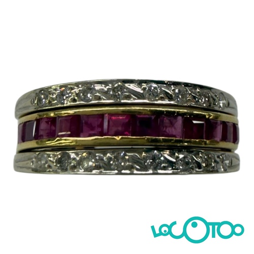 Anillo oro amarillo y blanco de 18 k ,rever