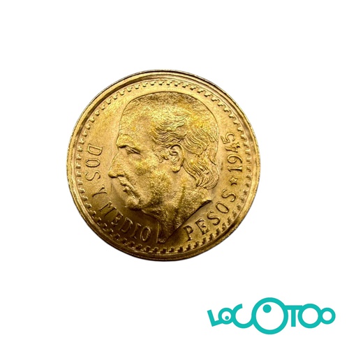 Moneda oro de 2 pesos y medio mejicanos de 