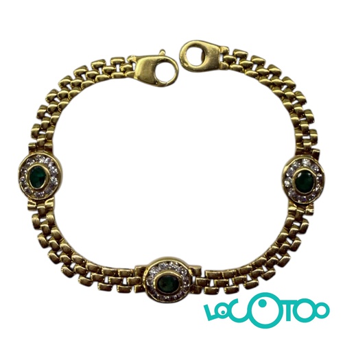 Pulsera Oro malla panthere con 3 rosetones 
