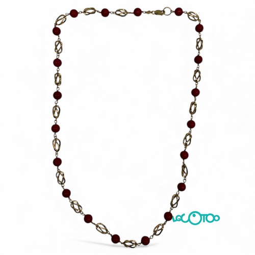 Cadena Oro 18K CON 20 PIEDRAS COLOR CORAL