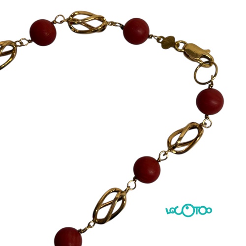 Cadena Oro 18K CON 20 PIEDRAS COLOR CORAL