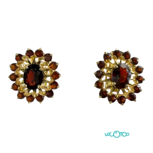 Pendientes oro 18 k y granates , tipo orla 