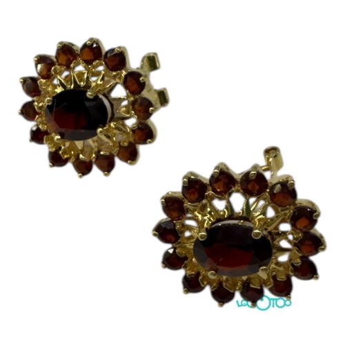 Pendientes oro 18 k y granates , tipo orla 