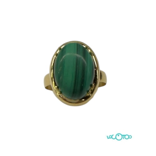 Anillo Oro 18 k y malaquita , sujeta con ga