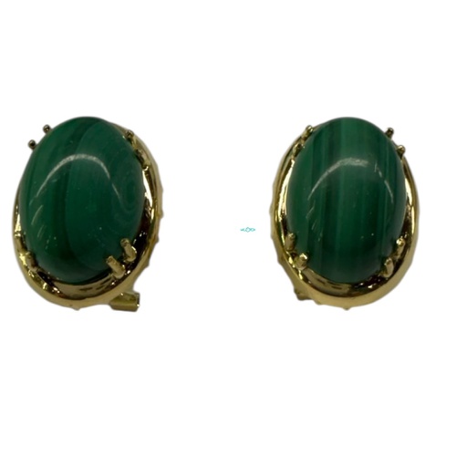 Pendientes Oro 18 k y malaquita ,medidas pi