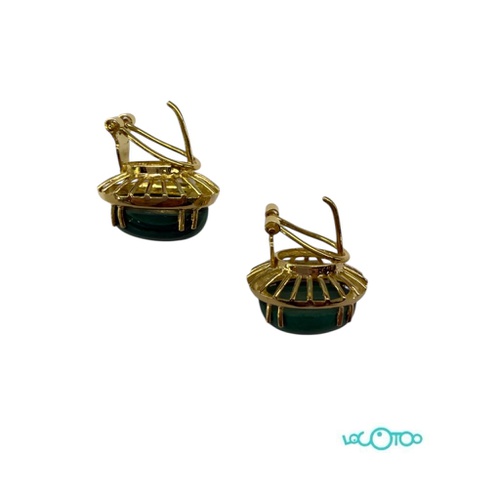 Pendientes Oro 18 k y malaquita ,medidas pi