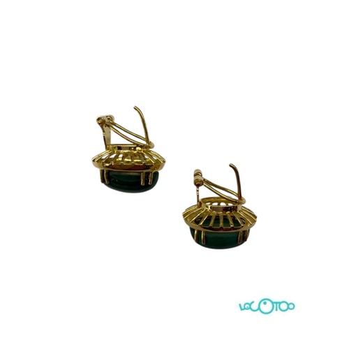 Pendientes Oro 18 k y malaquita ,medidas pi