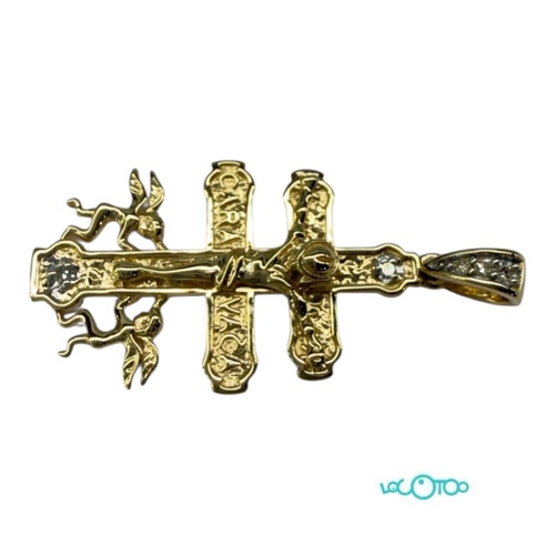 Cruz de  Carabaca 18 k  con diamantes , tal