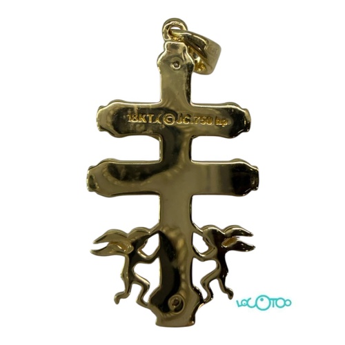Cruz de  Carabaca 18 k  con diamantes , tal