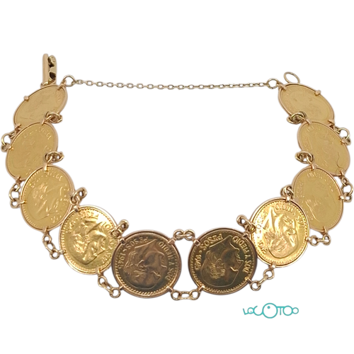 PULSERA DE ORO DE 18 KILATES CON MONEDAS