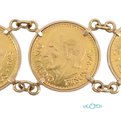 PULSERA DE ORO DE 18 KILATES CON MONEDAS