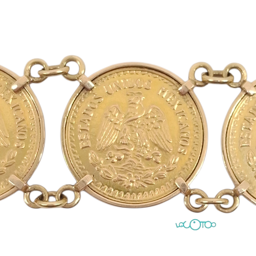 PULSERA DE ORO DE 18 KILATES CON MONEDAS