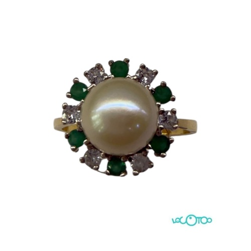 Anillo Oro 18k , perla cultivada de 8,5 mmy