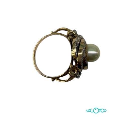 Anillo Oro 18 k ,amarillo y blanco , perla 