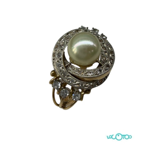 Anillo Oro 18 k ,amarillo y blanco , perla 