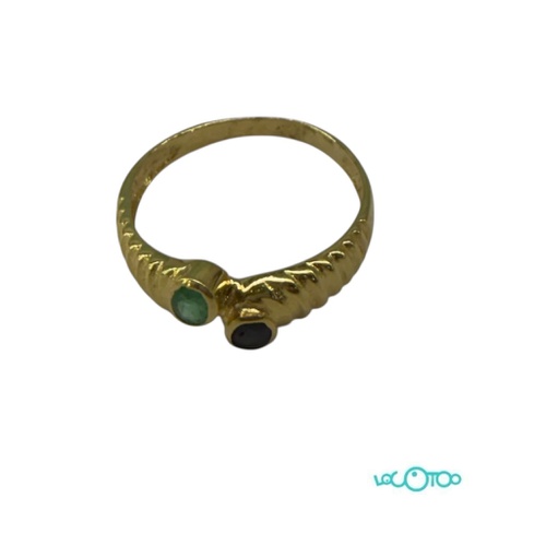 Anillo Oro 18k , gallonado , con zafiro y e