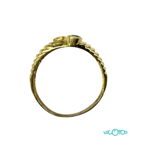 Anillo Oro 18k , gallonado , con zafiro y e