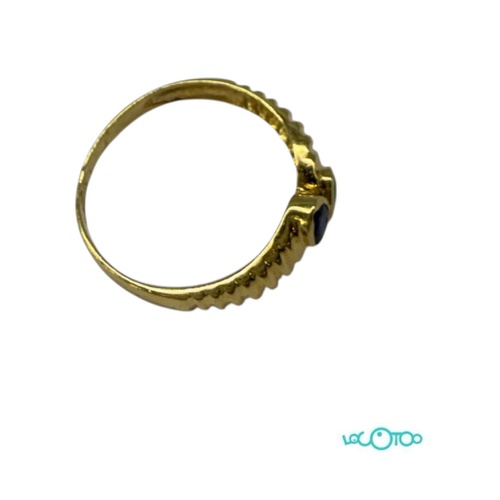 Anillo Oro 18k , gallonado , con zafiro y e