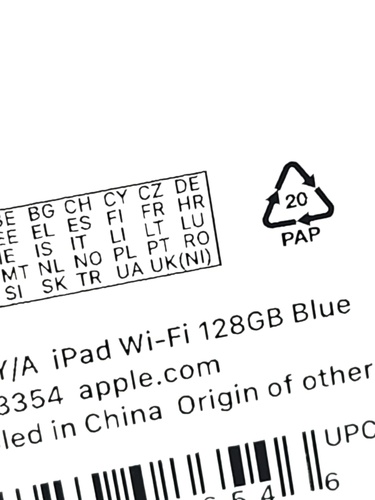 Tablet APPLE IPAD A16 (A3354) WI-FI 128 GB